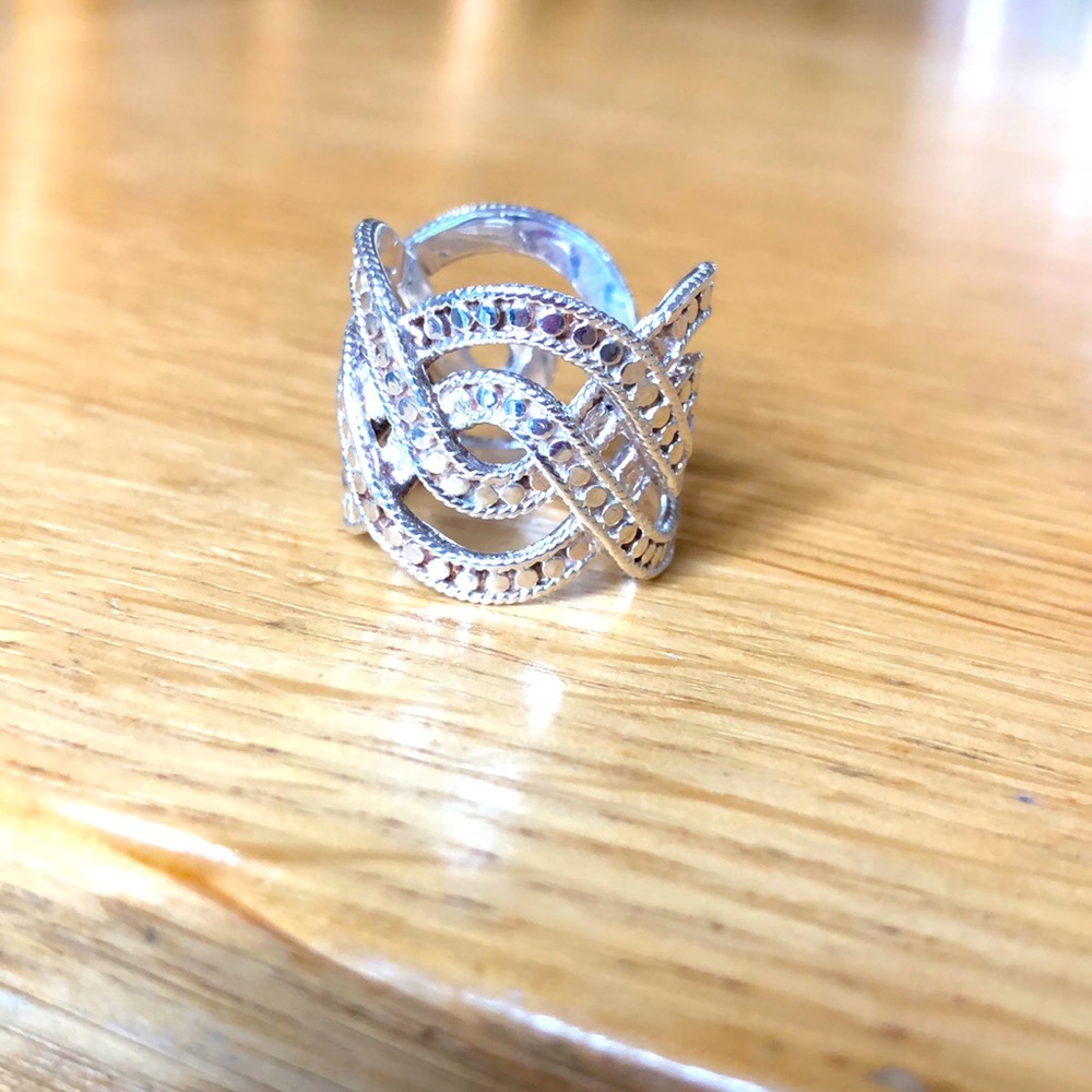 Rare Anna Beck silver twisted statement ring